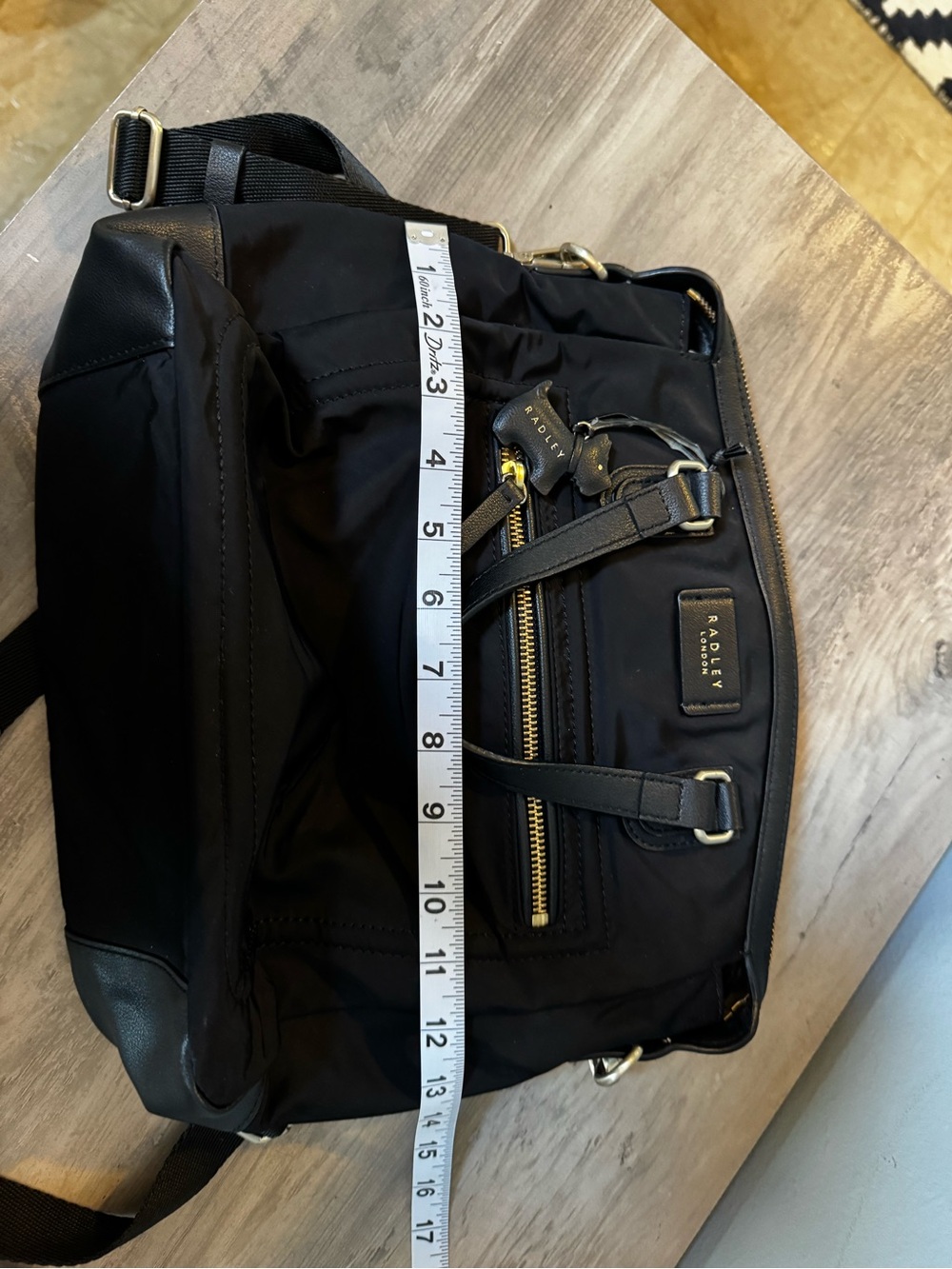 RADLEY LONDON Black Nylon Backpack with Leather Trim - Picture 7 of 9